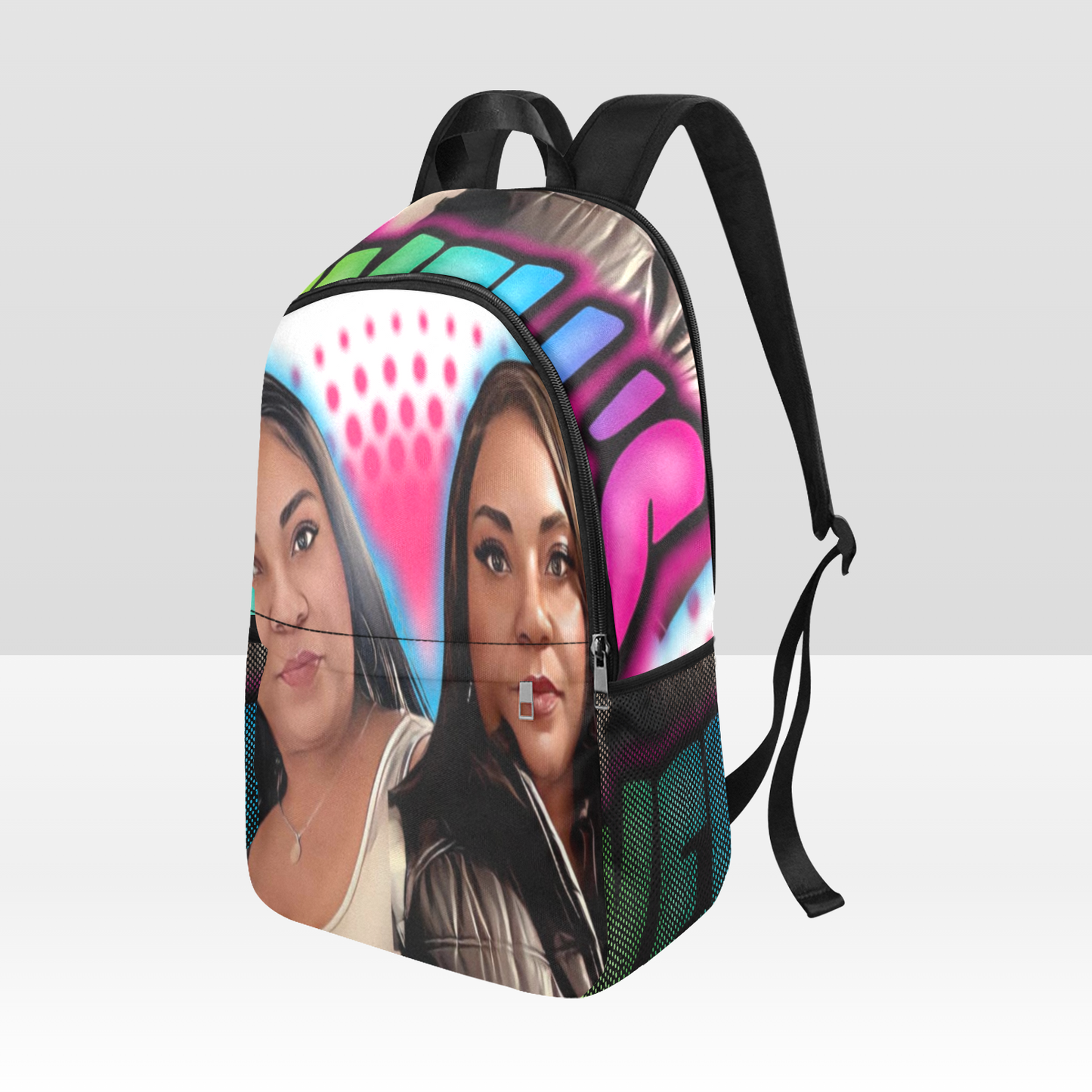 Fabric Backpack with Side Mesh Pockets